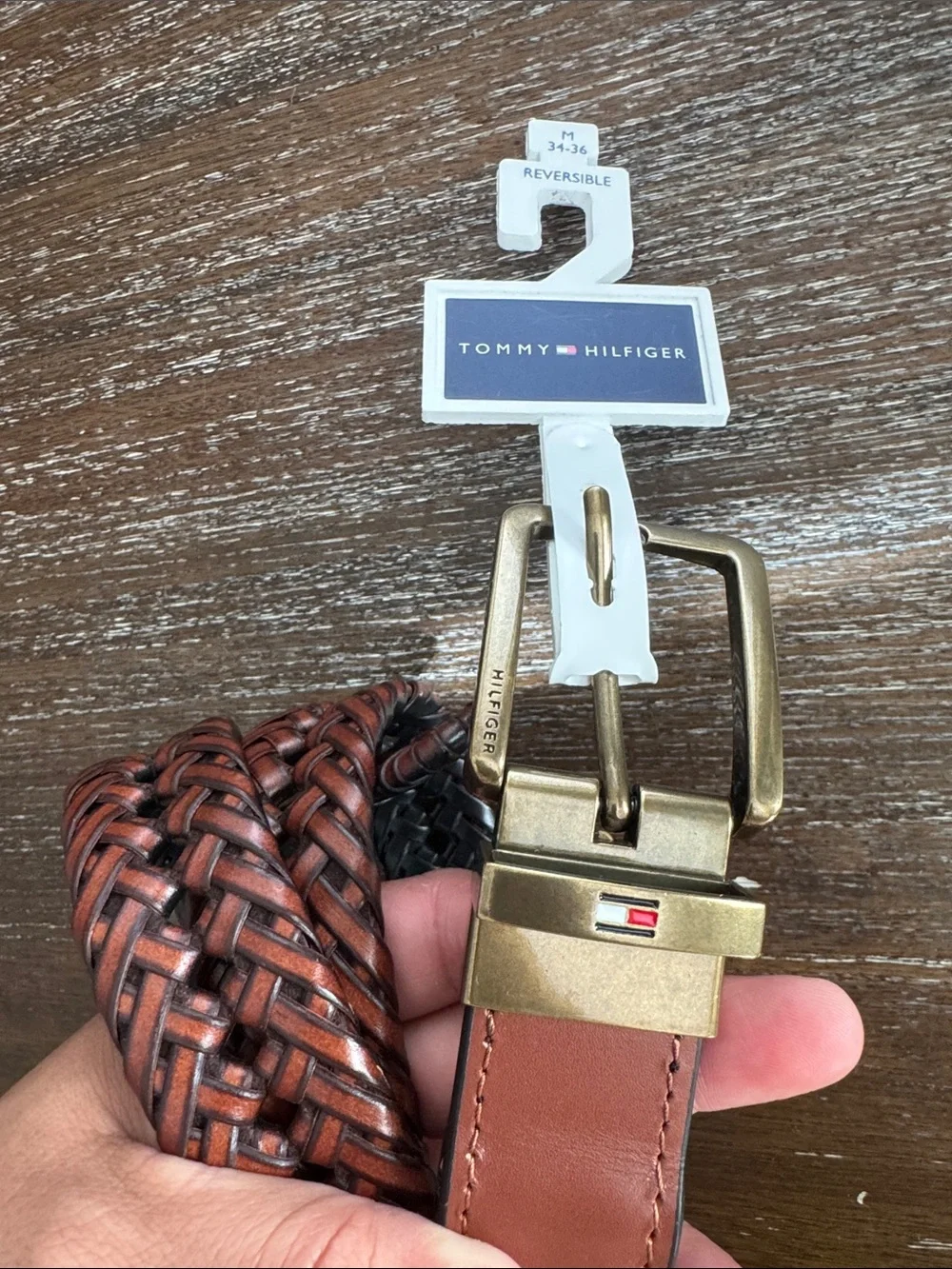 Tommy Hilfiger Men's Reversible Lace Logo Belt M(34-36)